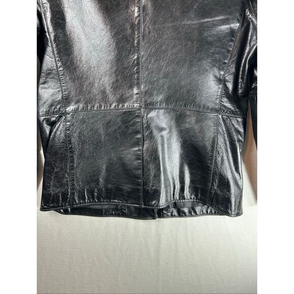 GAP Women’s Black Genuine Leather Blazer Jacket Medium – Classic 90s Y2K Style - Picture 13 of 16
